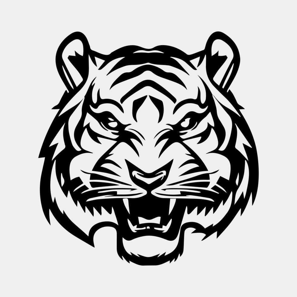 tigre tête tatouage logo mascotte conception vecteur