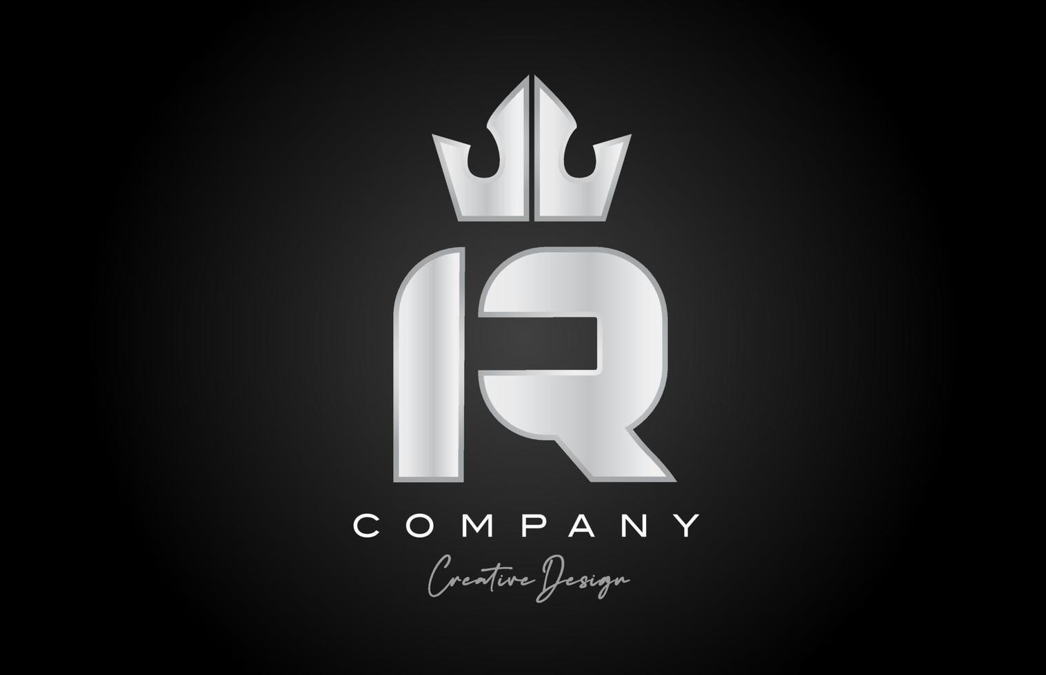 argent gris r alphabet lettre logo icône conception. Créatif couronne Roi modèle pour entreprise et affaires vecteur
