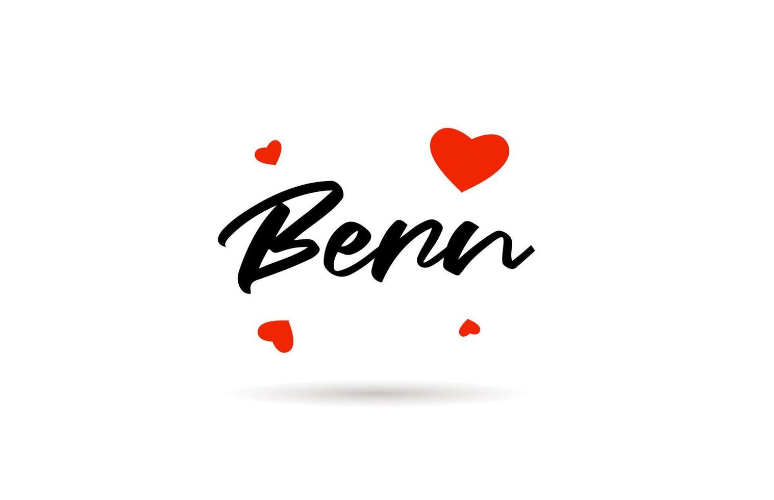 bern manuscrit ville typographie texte avec l'amour cœur vecteur