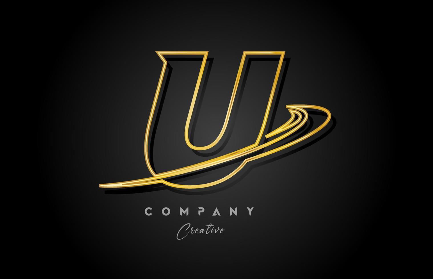 or u alphabet lettre logo icône conception avec d'or virgule. Créatif modèle pour entreprise et affaires vecteur