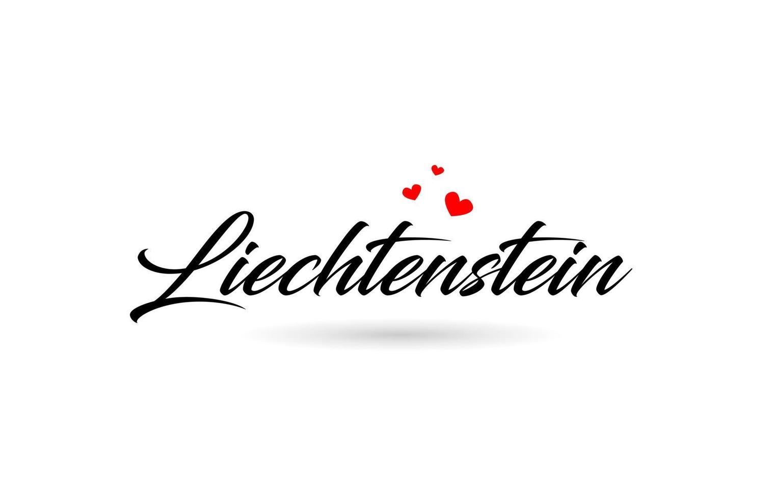 Liechtenstein Nom pays mot avec Trois rouge l'amour cœur. Créatif typographie logo icône conception vecteur