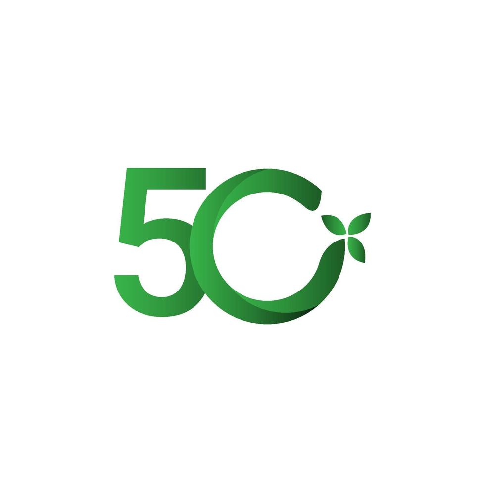 50 ans anniversaire vert congé vector illustration de conception de modèle