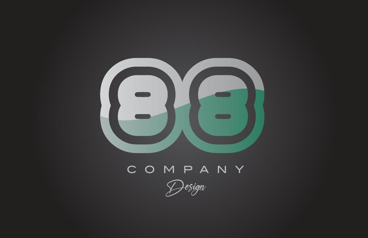 88 vert gris nombre logo icône conception. Créatif modèle pour entreprise et affaires vecteur
