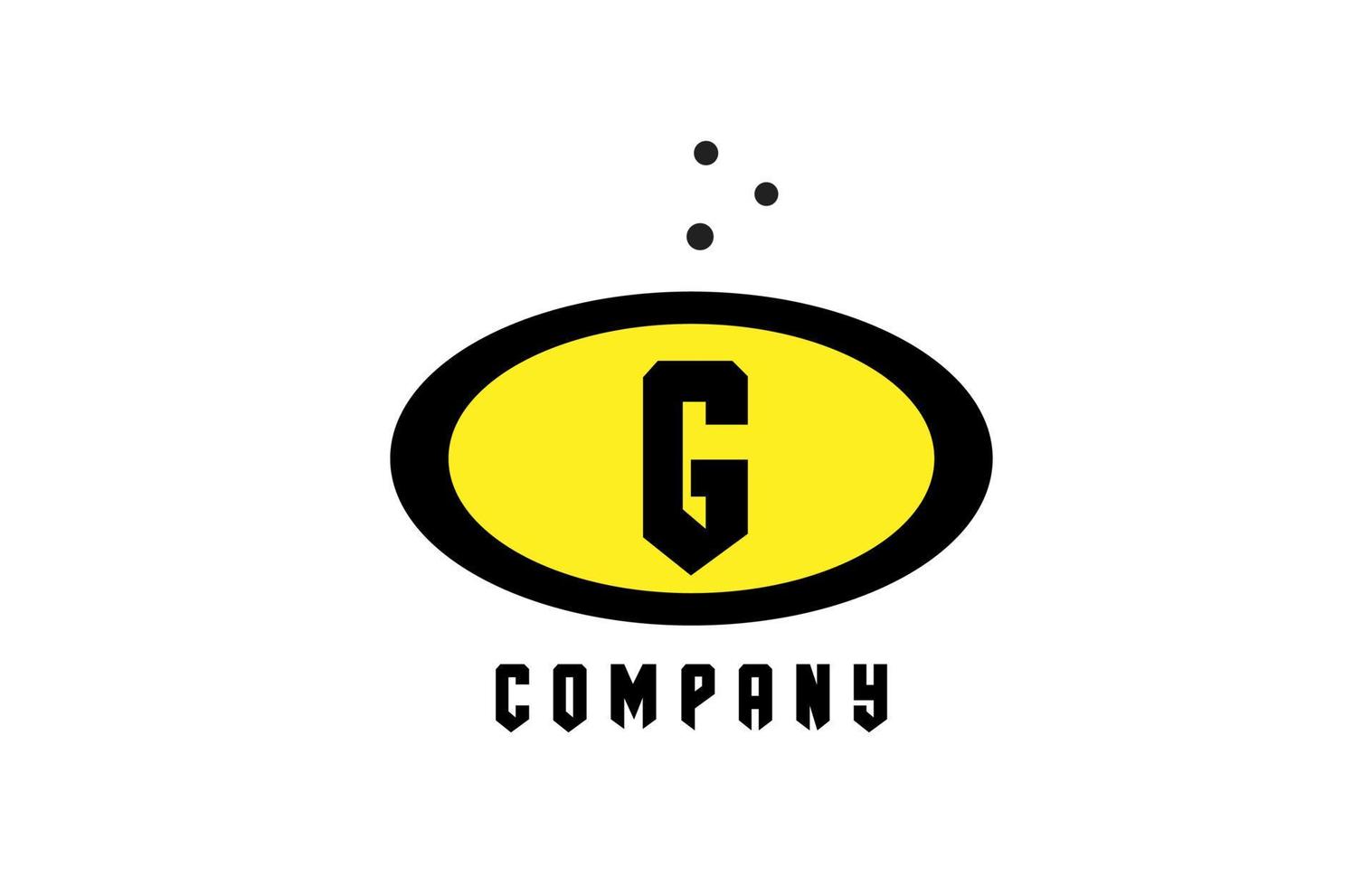 ellipse g alphabet audacieux lettre logo avec points. Créatif modèle conception pour affaires et entreprise dans Jaune et noir vecteur
