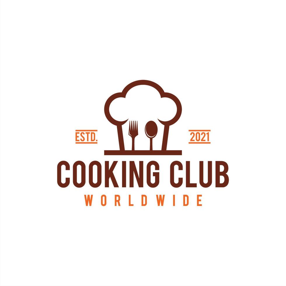 chef chapeau logo vecteur icône illustration, cuisine club logo