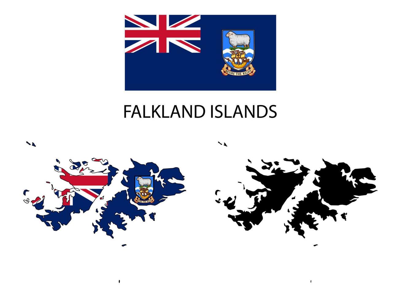 Falkland îles drapeau et carte illustration vecteur