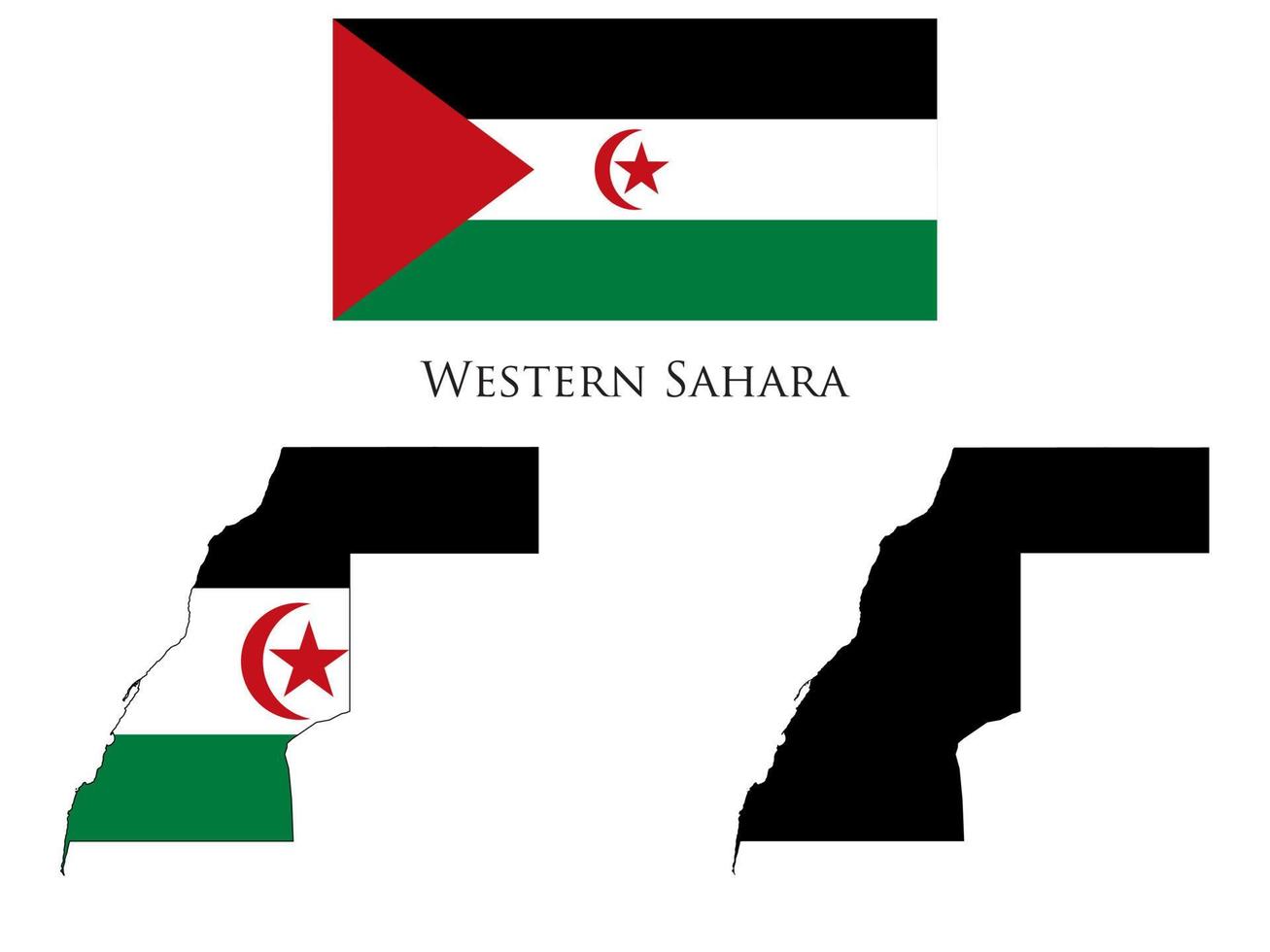 occidental Sahara drapeau et carte illustration vecteur