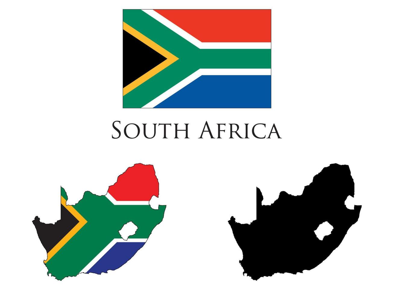 Sud Afrique drapeau et carte illustration vecteur
