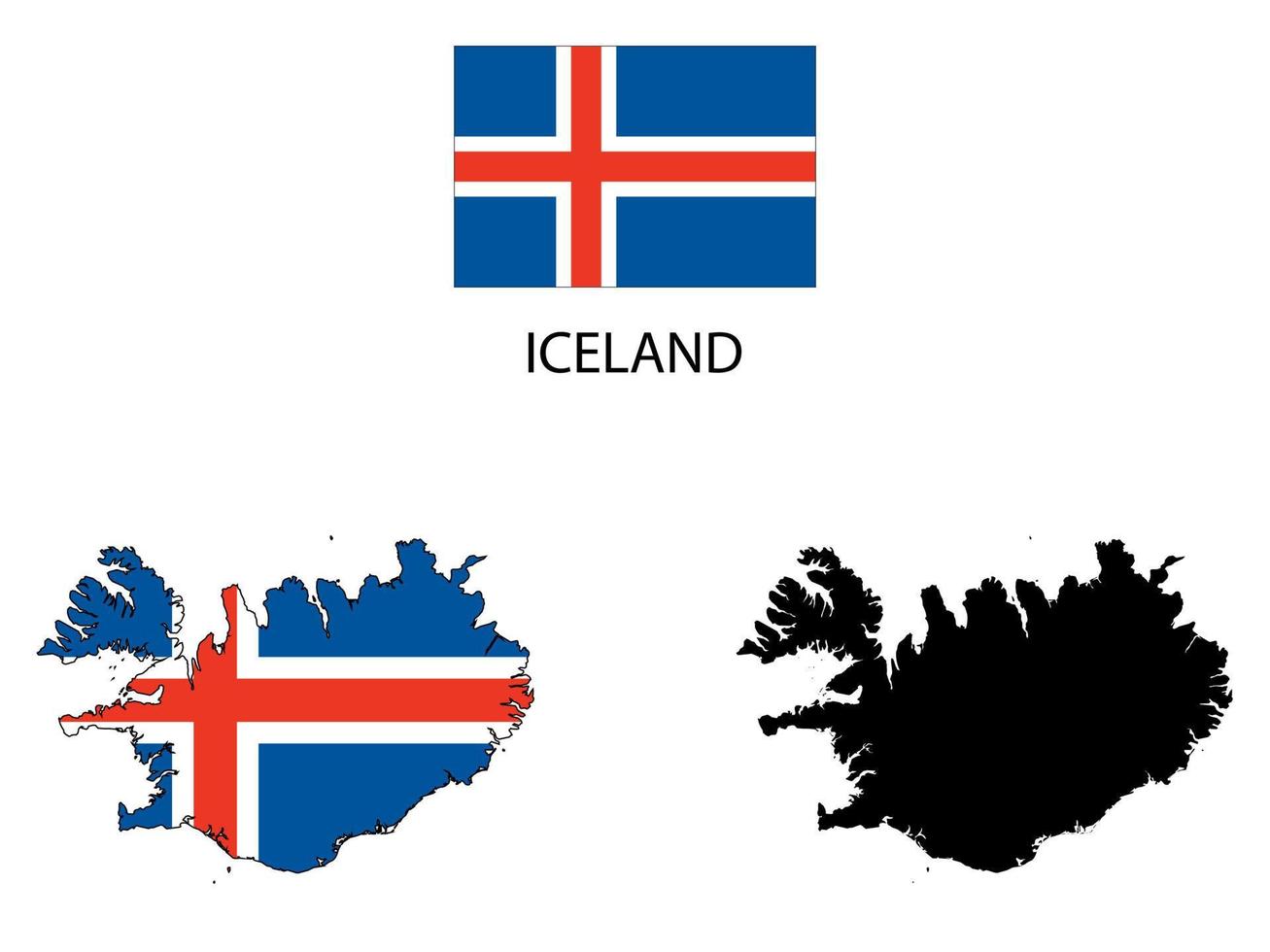 Islande drapeau et carte illustration vecteur