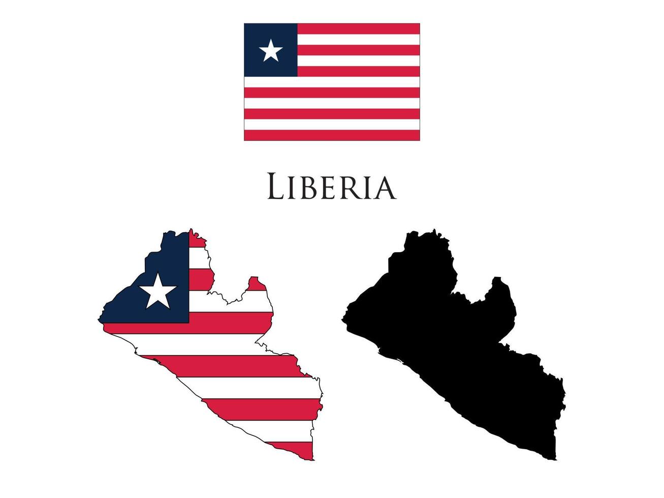 Libéria drapeau et carte vecteur
