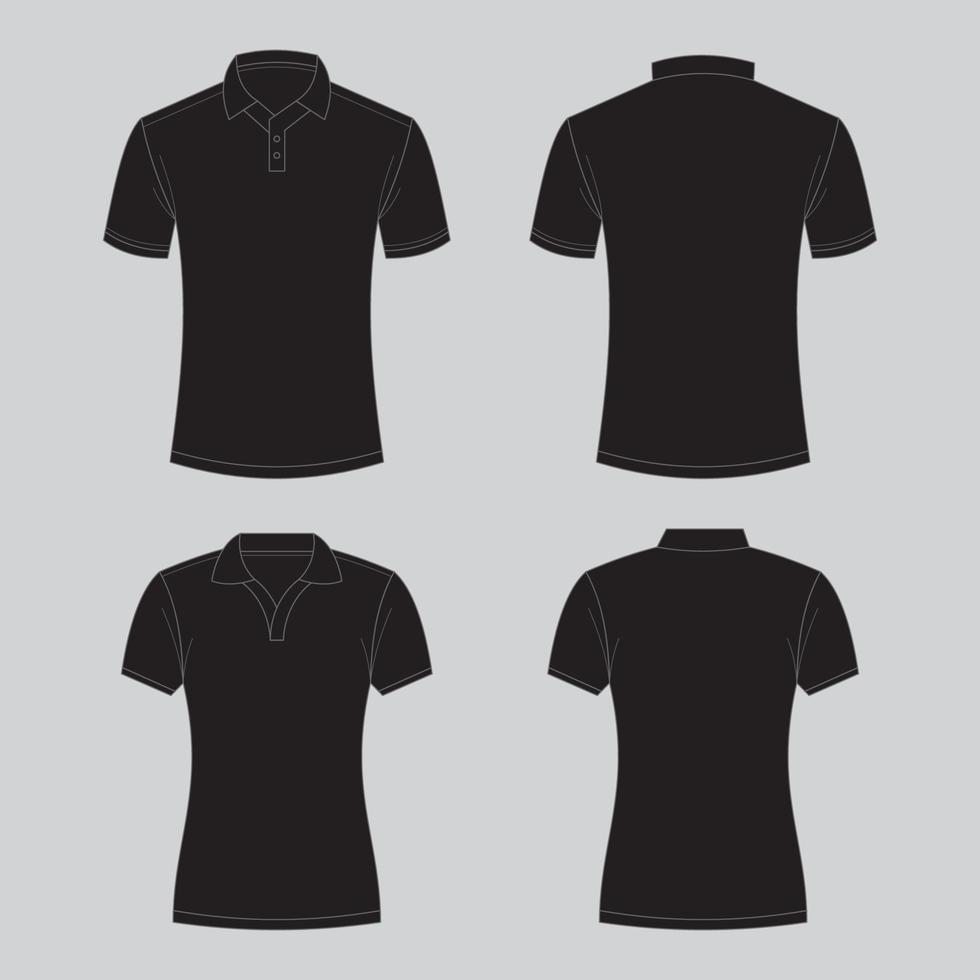 polo noir T-shirt contour moquer en haut vecteur