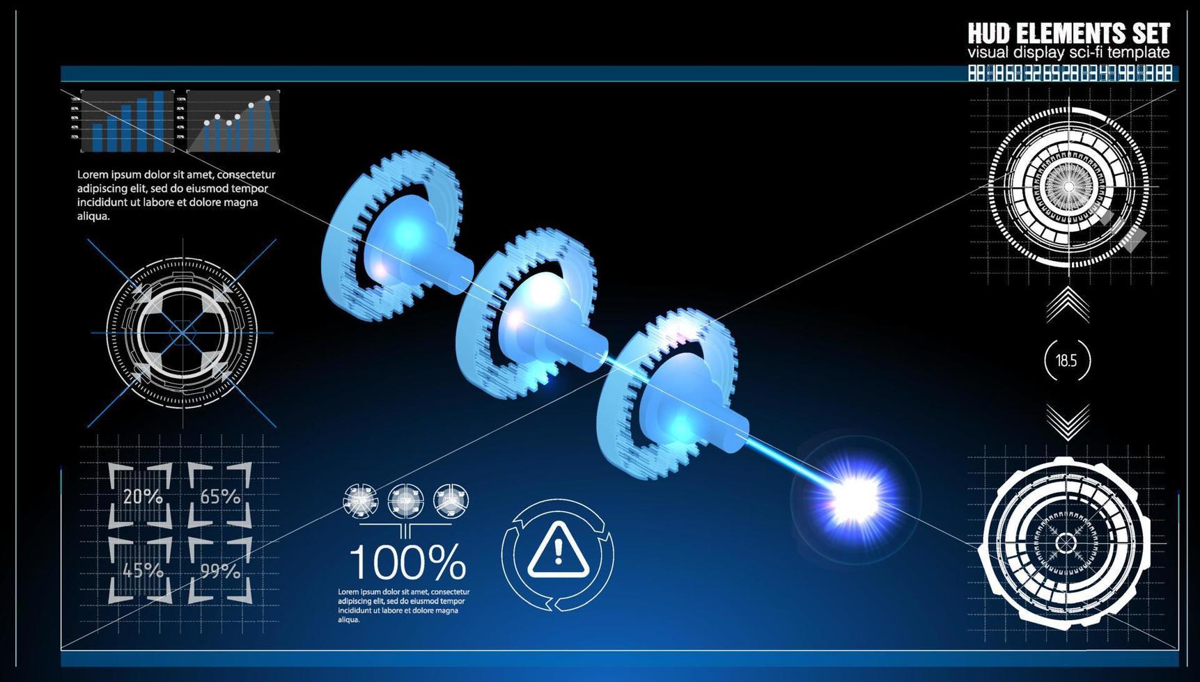 ciel-fi numérique salut-technologie collection dans hud style. la magie cercle téléport podium. interface graphique, ui virtuel réalité projecteur. vecteur