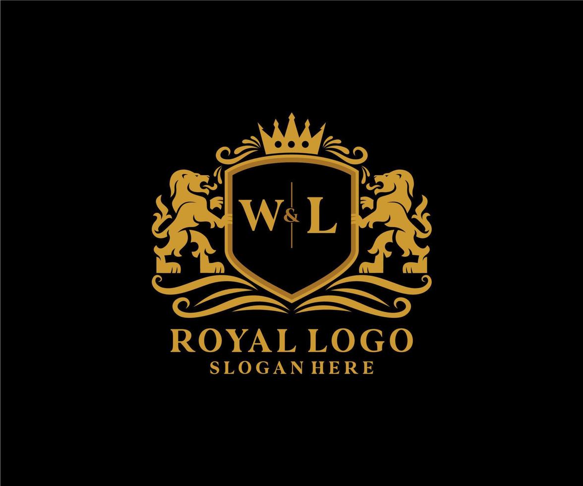 modèle de logo de luxe royal lion lettre initiale wl dans l'art vectoriel pour le restaurant, la royauté, la boutique, le café, l'hôtel, l'héraldique, les bijoux, la mode et d'autres illustrations vectorielles.