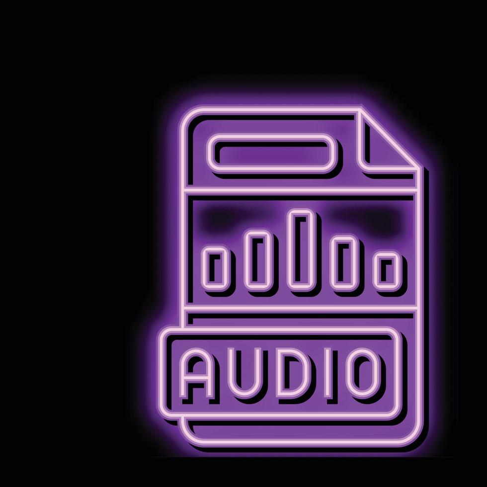 l'audio fichier format document néon lueur icône illustration vecteur