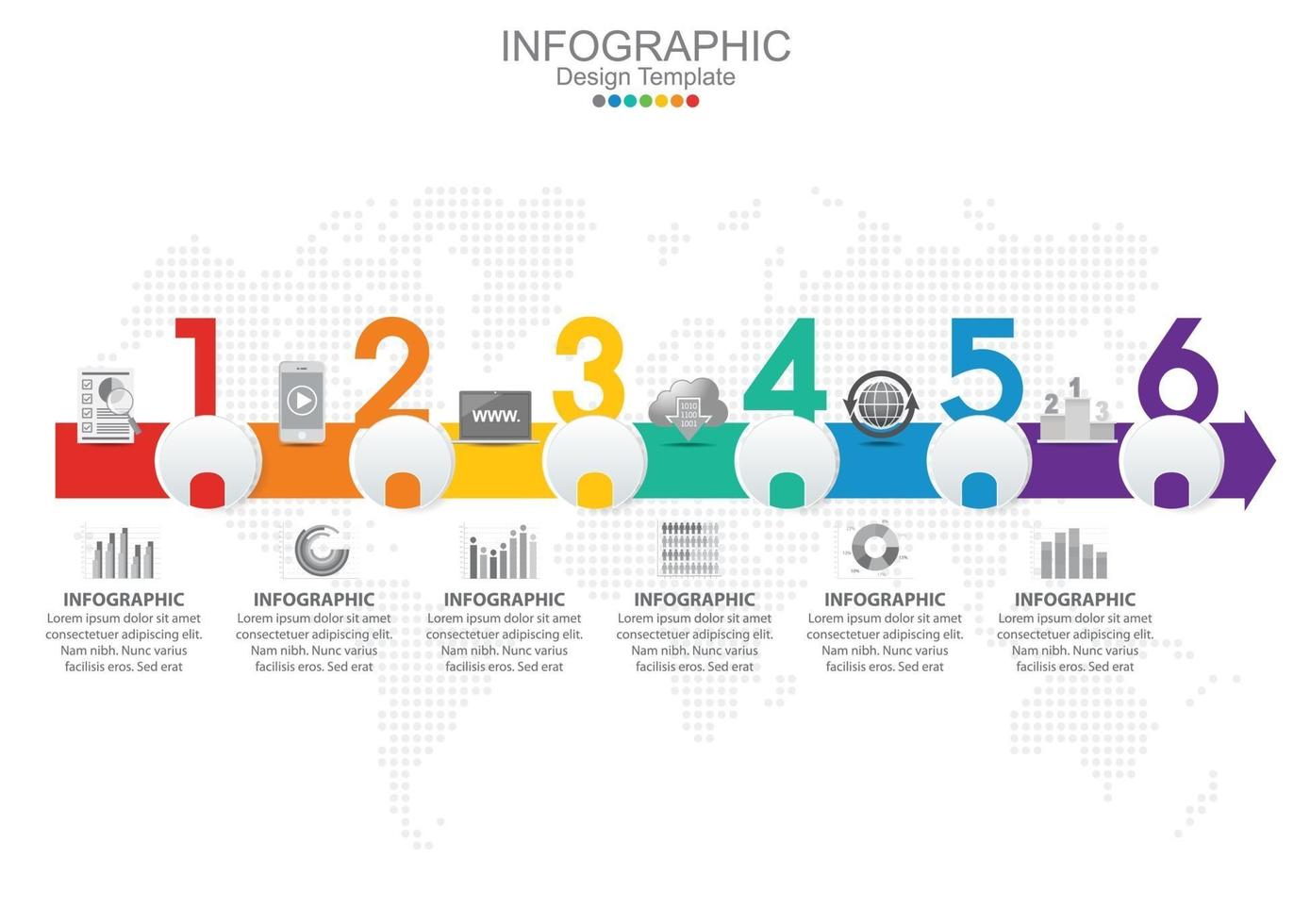 modèle infographique de vecteur avec six options et icônes.