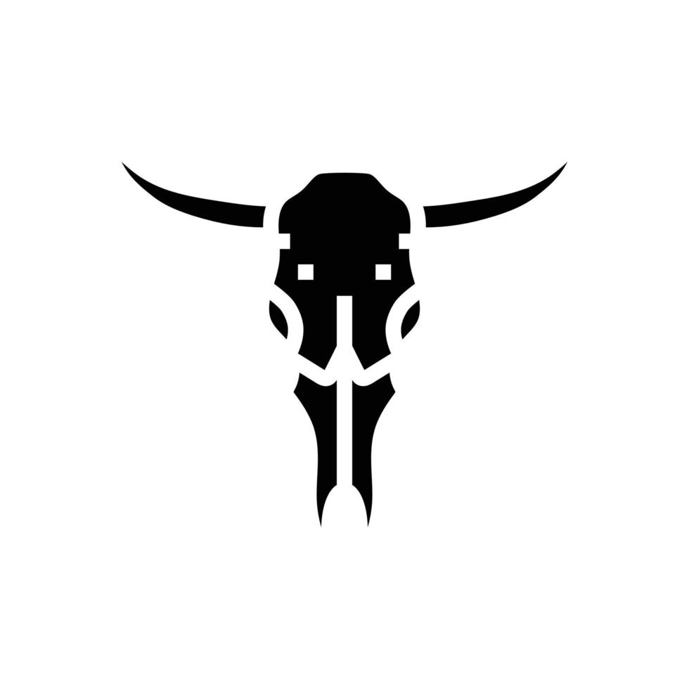 crâne vache klaxon animal glyphe icône vecteur illustration