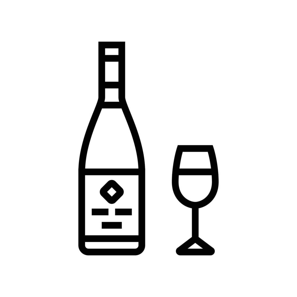 du vin boisson bouteille ligne icône vecteur illustration