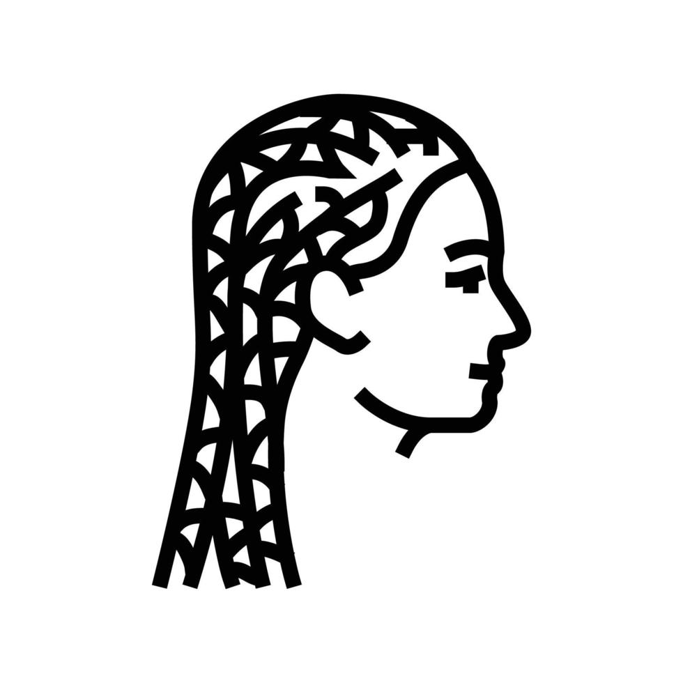 cornrows coiffure femelle ligne icône vecteur illustration