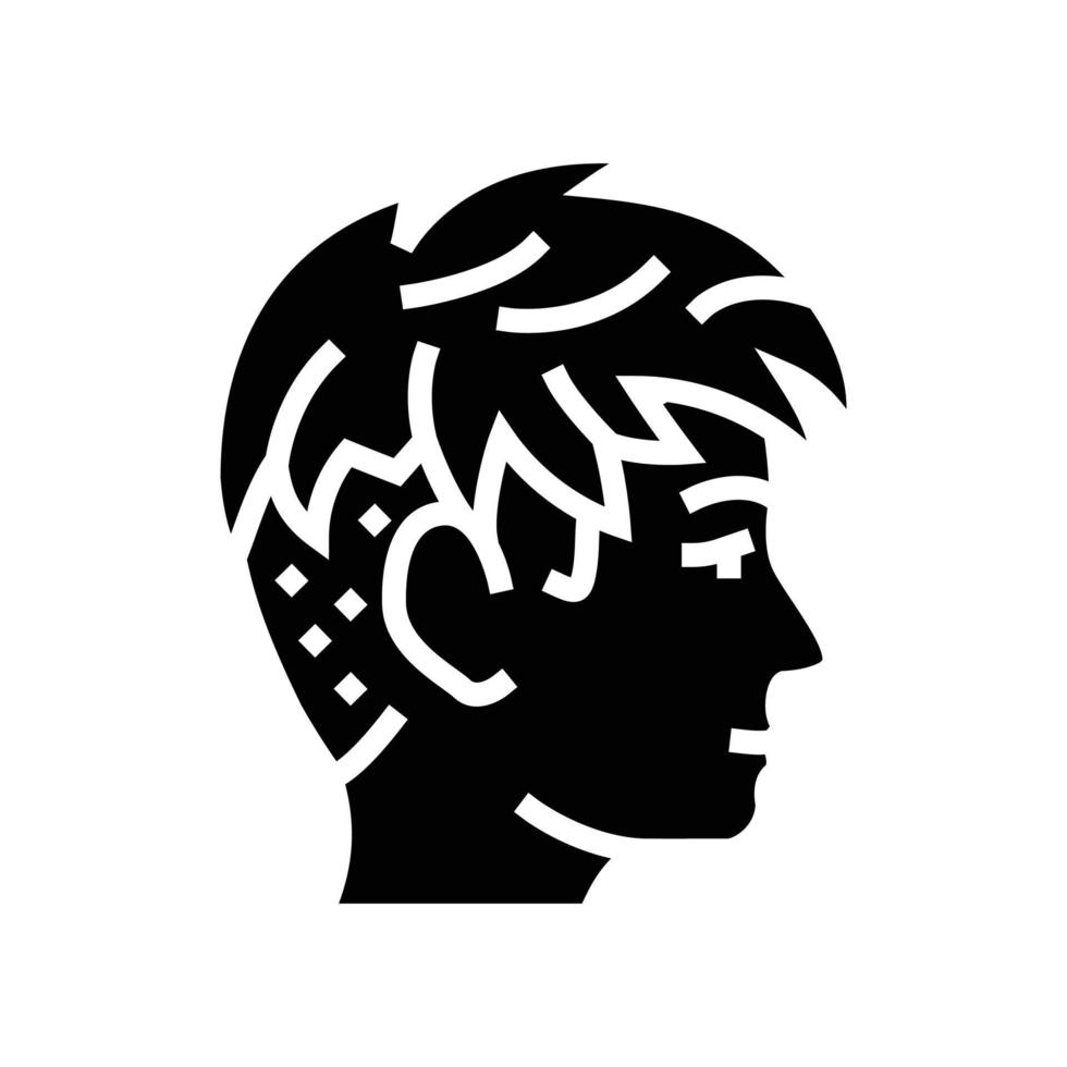 court coiffure femelle glyphe icône vecteur illustration