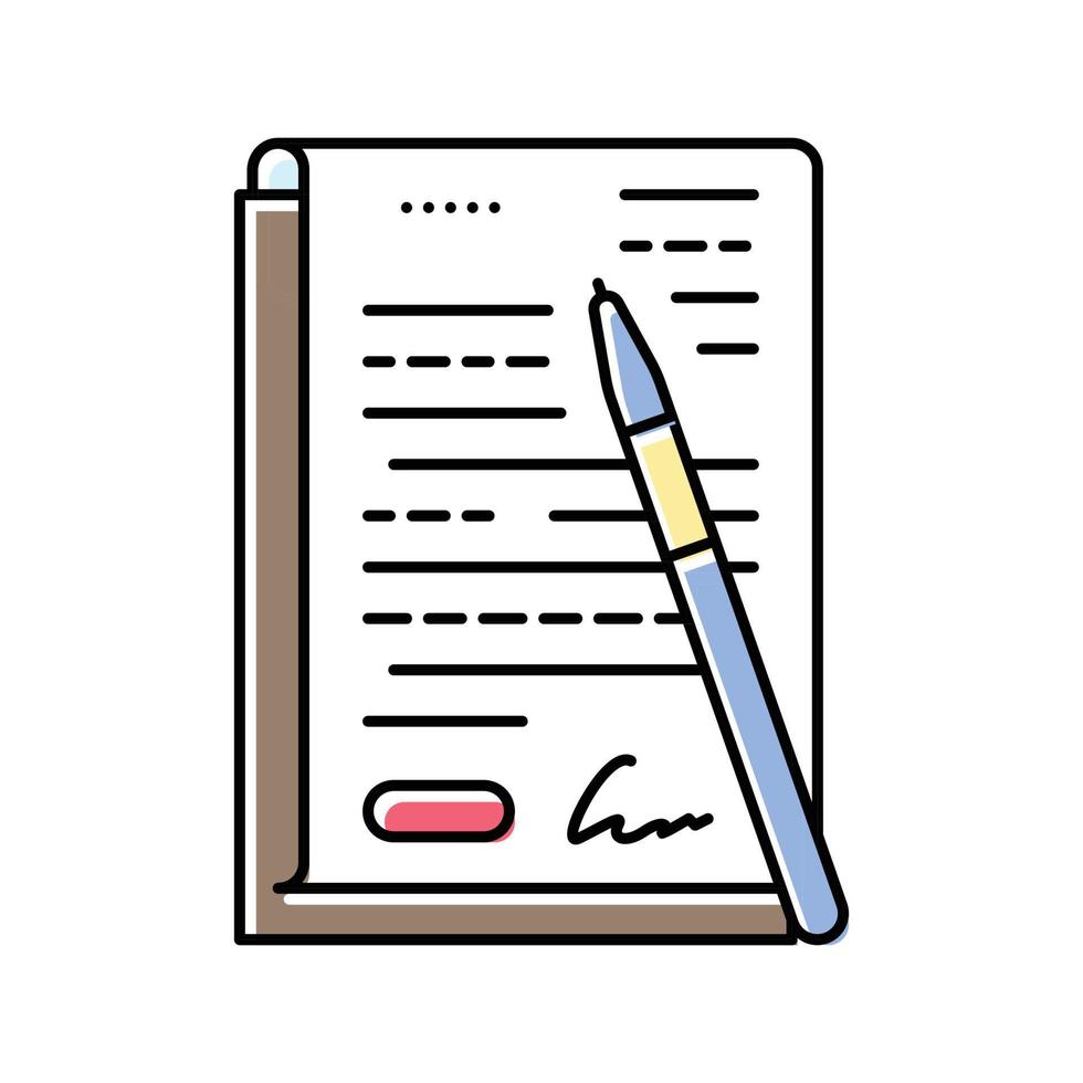 Contrat document papier Couleur icône vecteur illustration