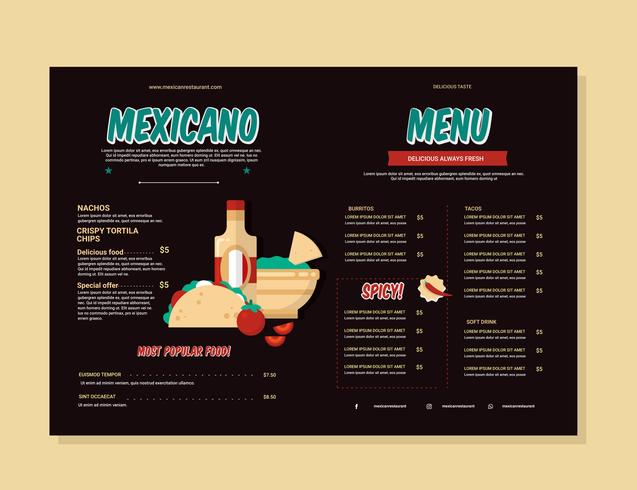 Vecteur de menu de cuisine mexicaine