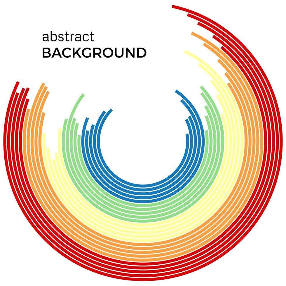 fond abstrait avec des lignes colorées arc-en-ciel lumineux. cercles colorés avec place pour votre texte sur fond blanc. vecteur