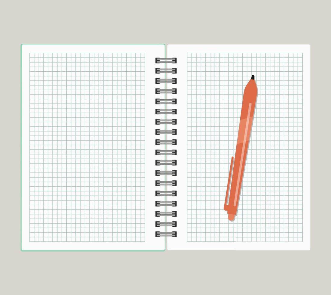 ouvert carnet avec rouge stylo. vecteur illustration