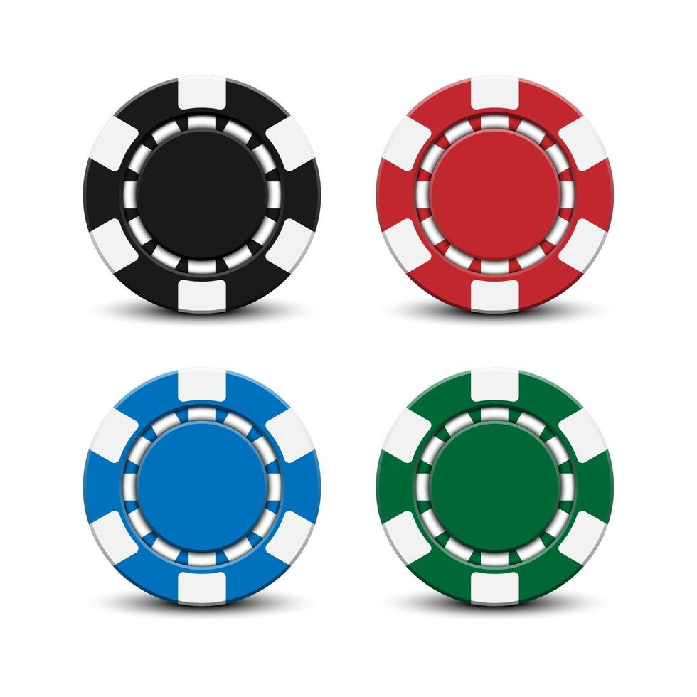 Jetons de poker de casino 3D isolés sur fond blanc, illustration vectorielle vecteur