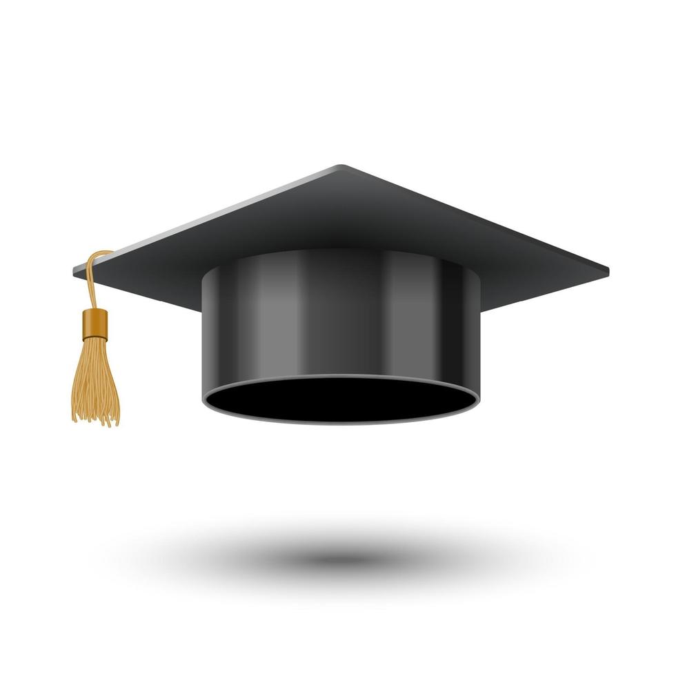 casquette noire réaliste d'université ou d'un collège d'études supérieures, illustration vectorielle vecteur