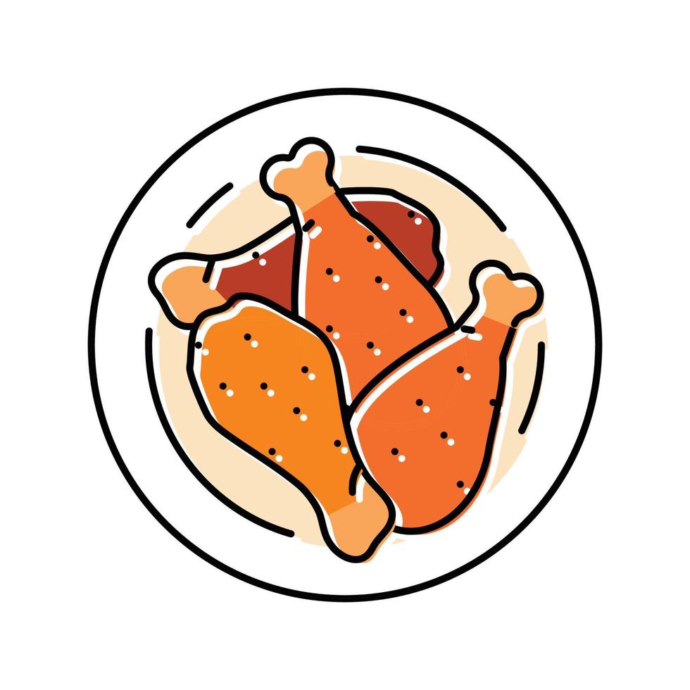 plat poulet frit Couleur icône vecteur illustration