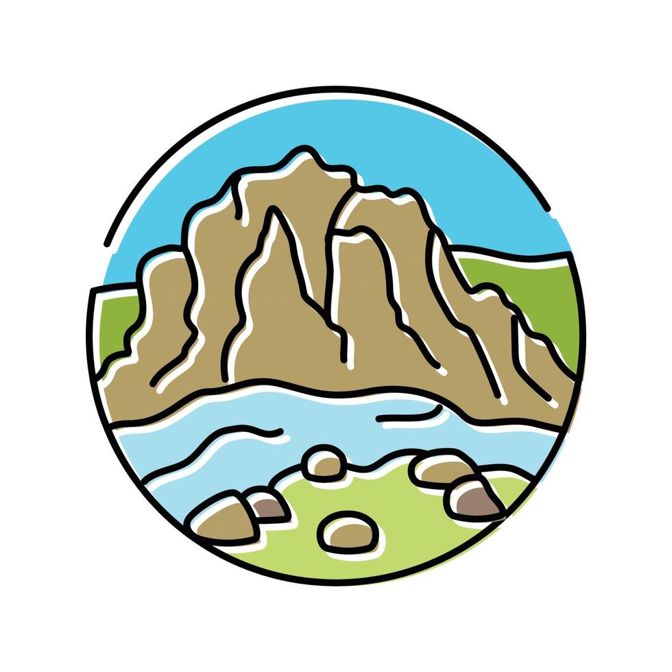 colline Montagne paysage Couleur icône vecteur illustration
