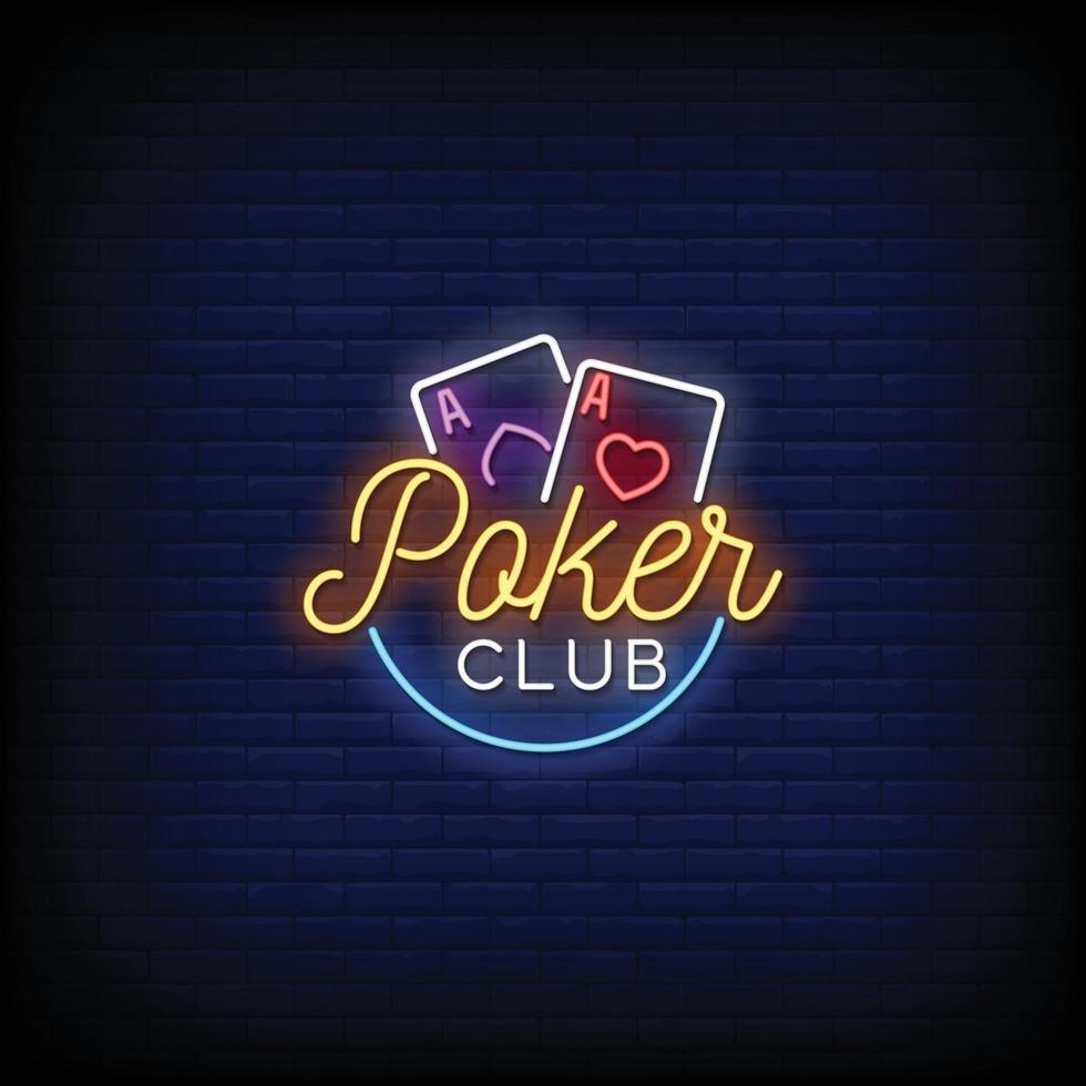 poker club logo néon signes style texte vecteur