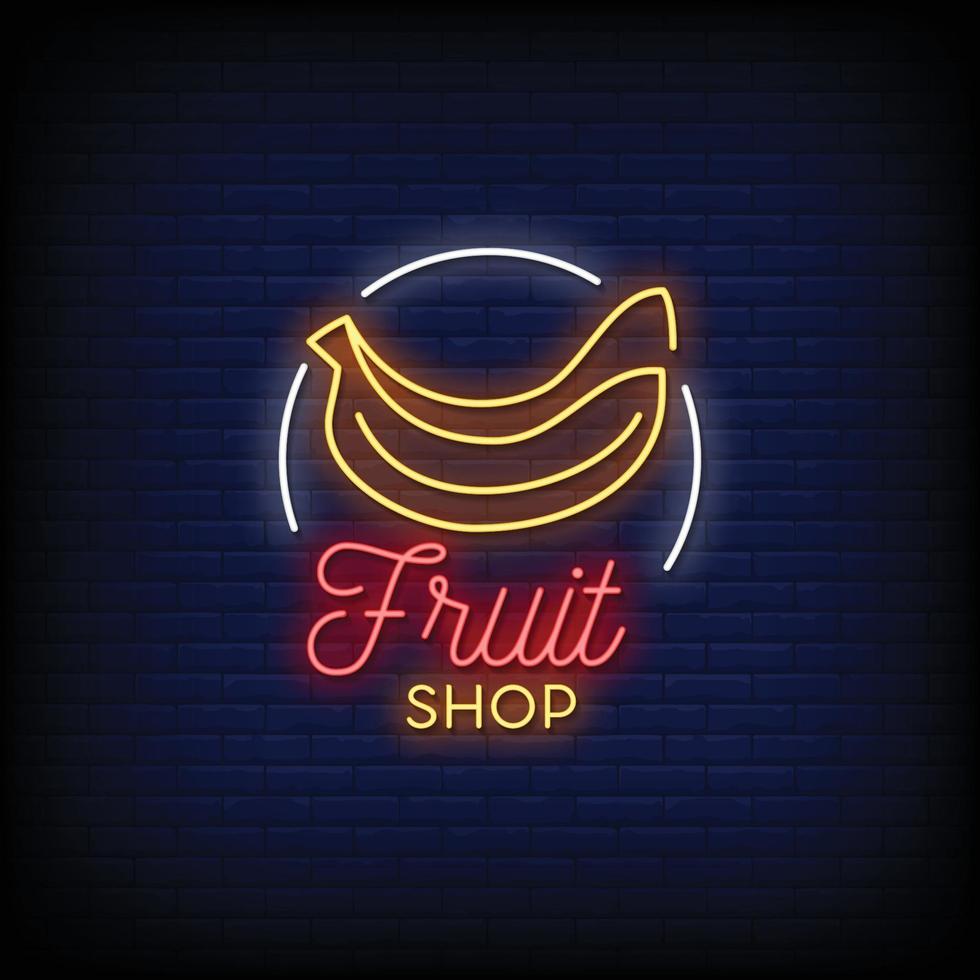 conception de magasin de fruits vecteur de texte de style enseignes au néon