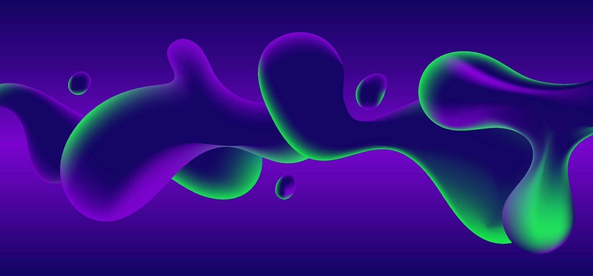 Abstrait bleu, vert et violet dégradé de couleur liquide formes ondulées fond de conception de bannière futuriste. vecteur