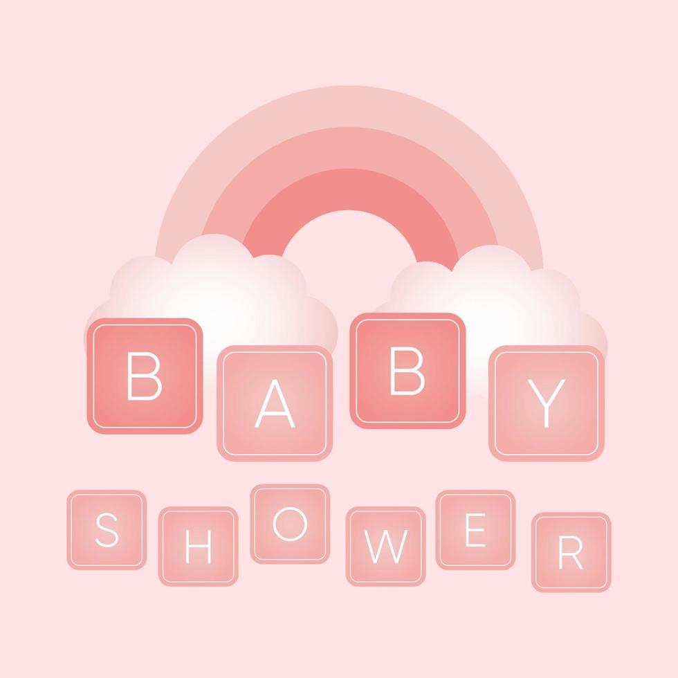 bébé douche bannière avec arc en ciel et texte bébé douche sur rose Contexte. il s une fille. vecteur