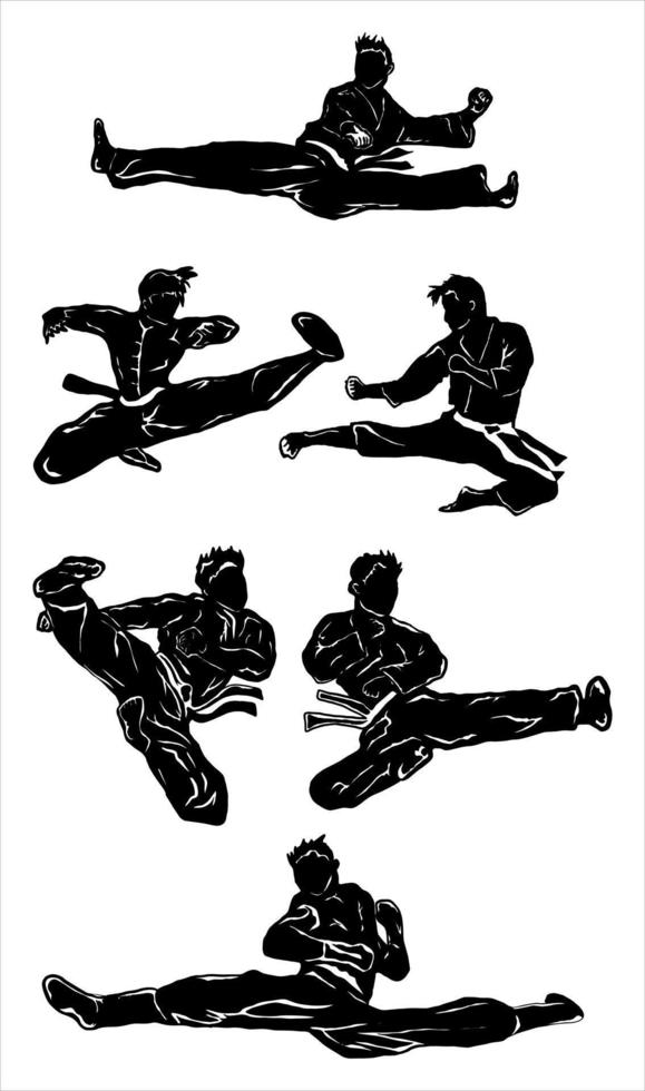 muay thaïlandais boxe combattant icône logo silhouette vecteur
