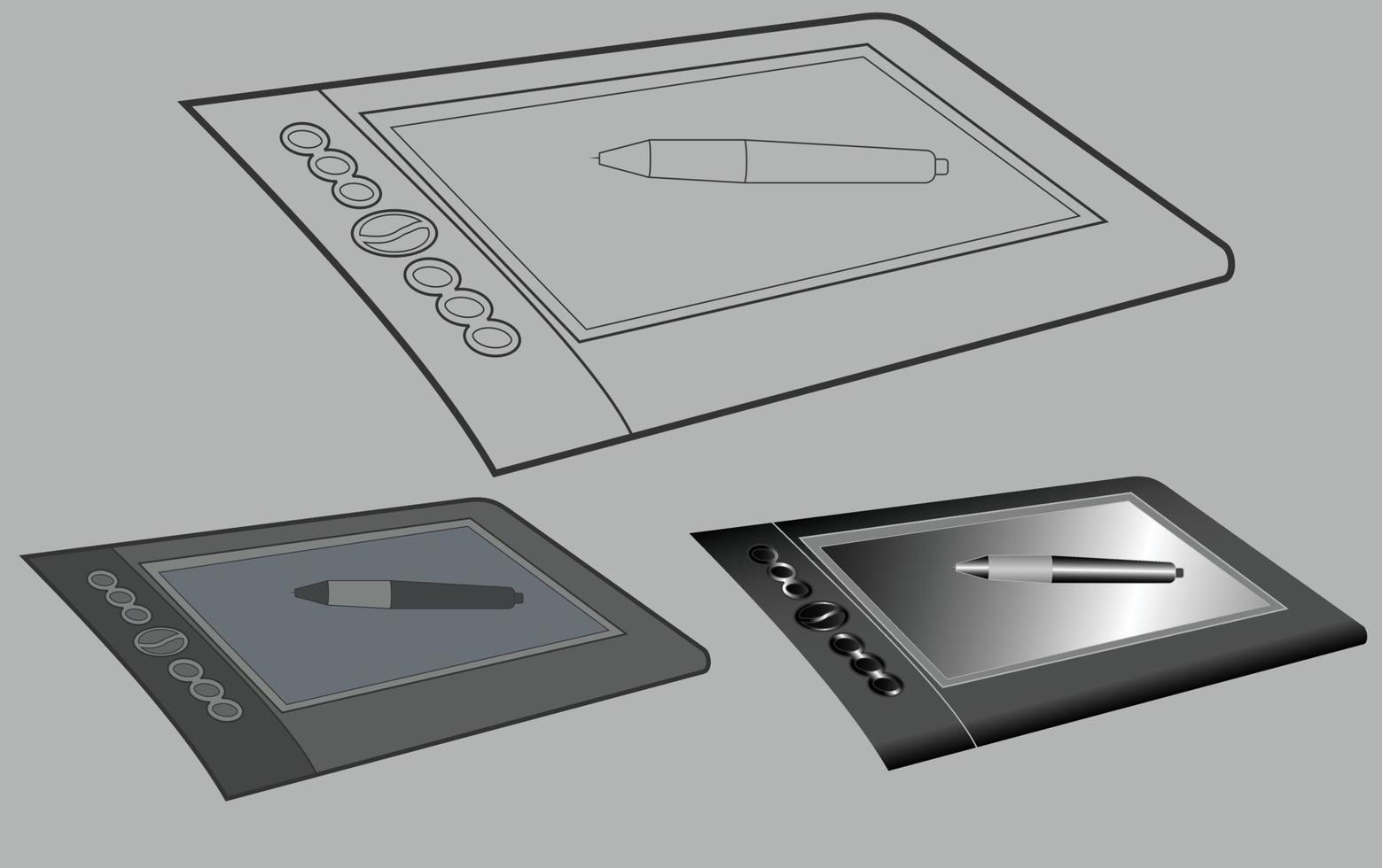 vecteur contour graphique tablette pour dessin par artiste et designer. esquisser, vecteur et illustration, graphique tampon ligne art