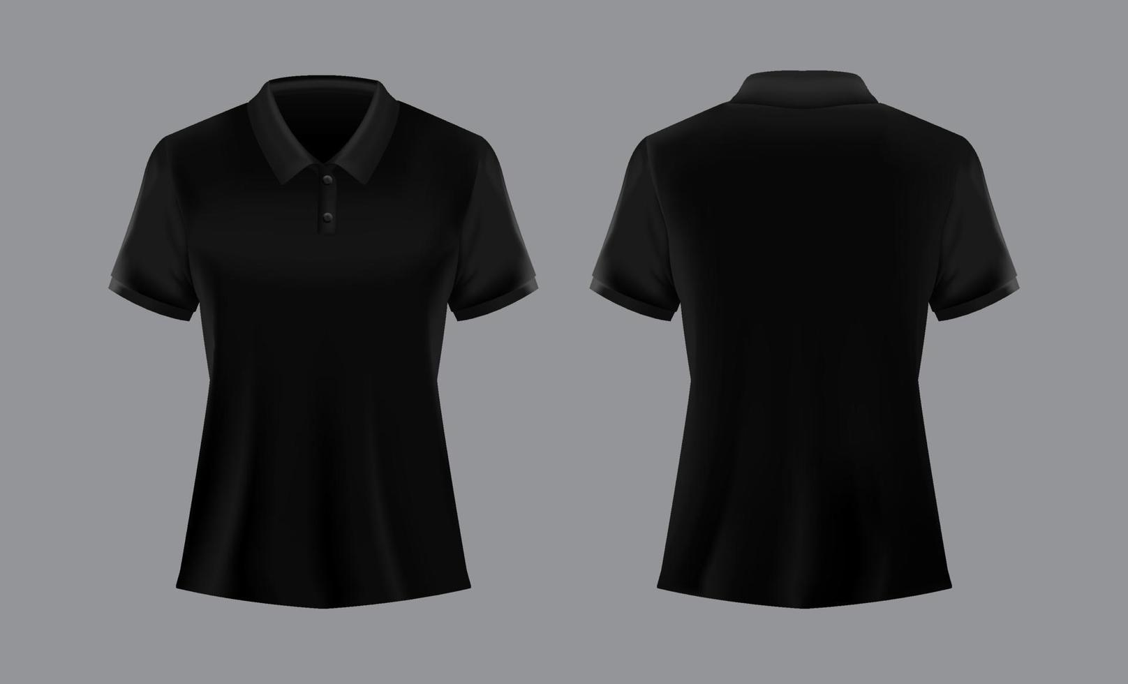 3d noir femelle polo chemise maquette vecteur