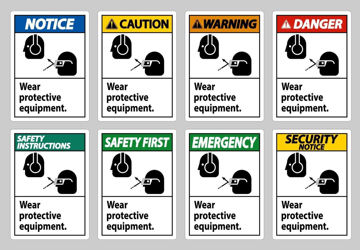 porter un équipement de protection avec des lunettes et des lunettes graphiques vecteur