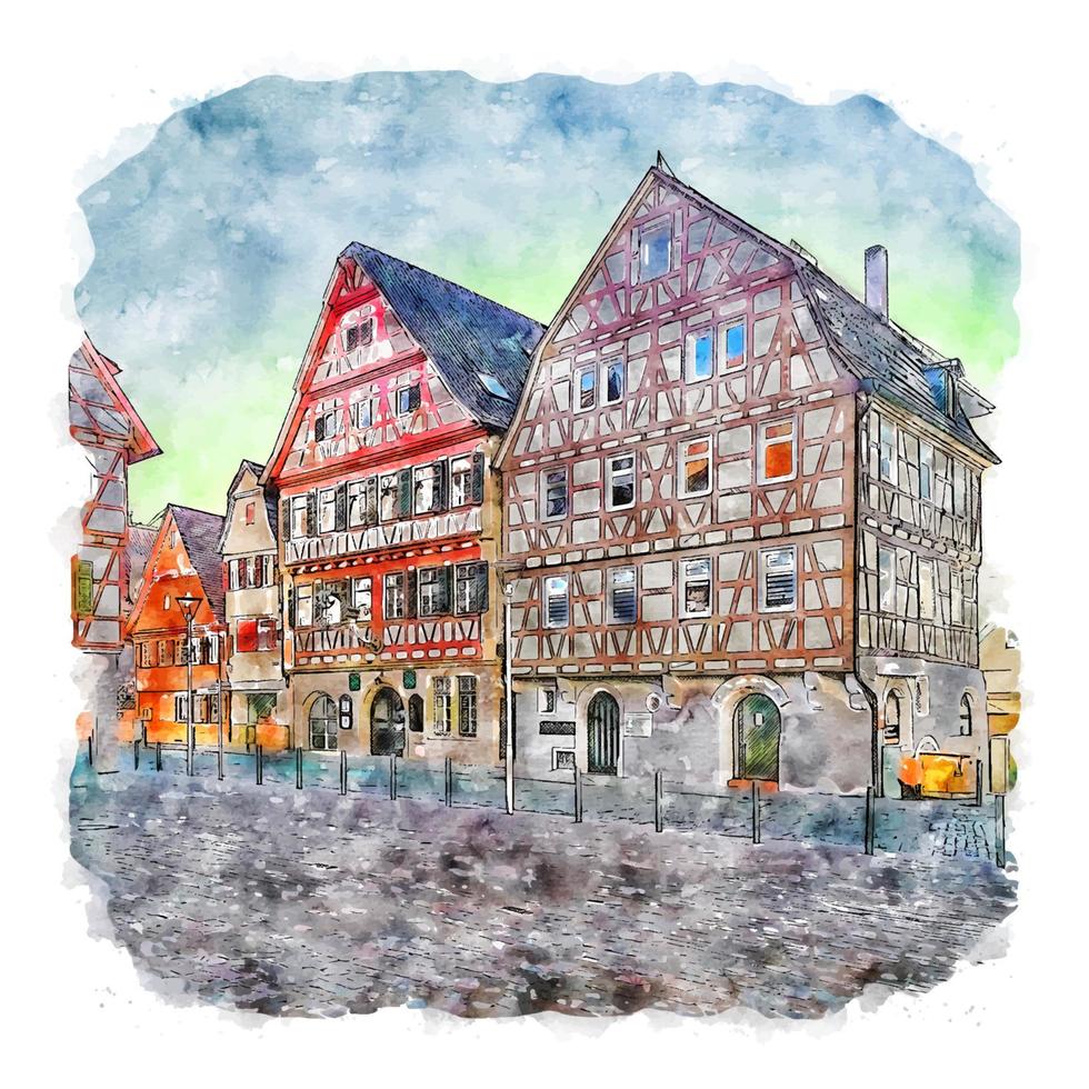 leonberg allemagne croquis aquarelle illustration dessinée à la main vecteur