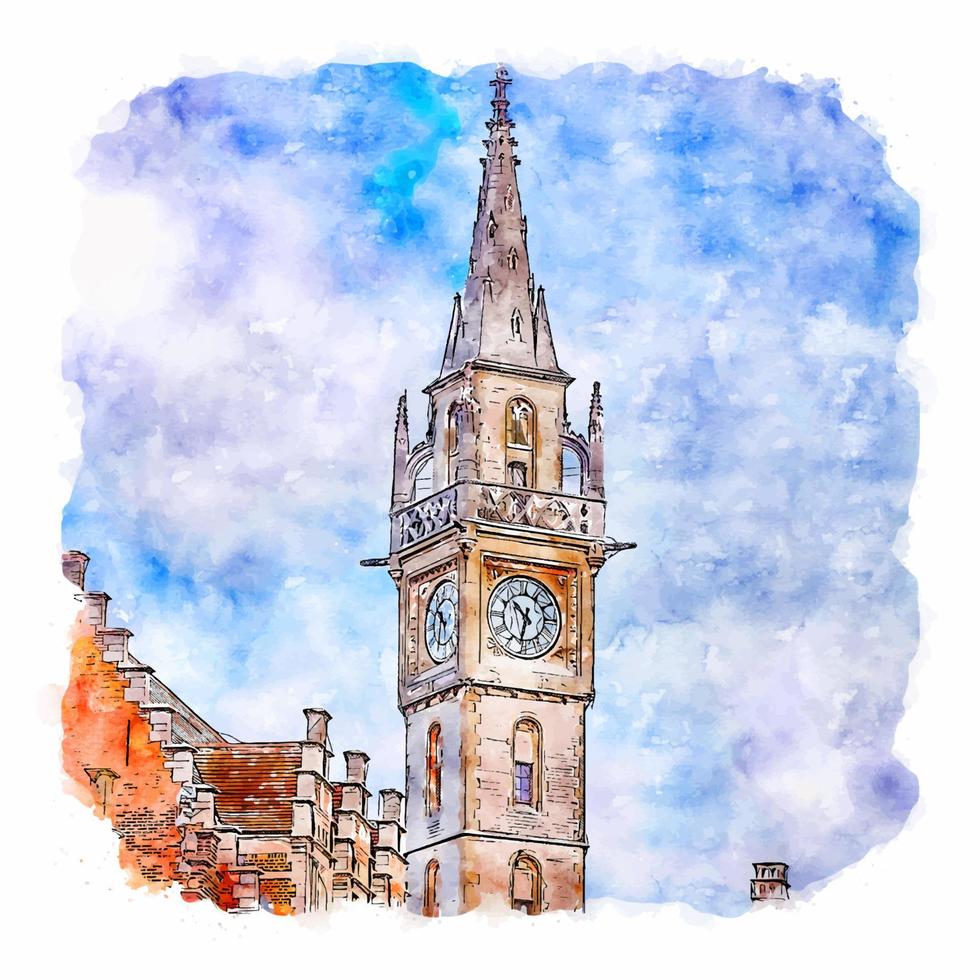 gent belgique croquis aquarelle illustration dessinée à la main vecteur