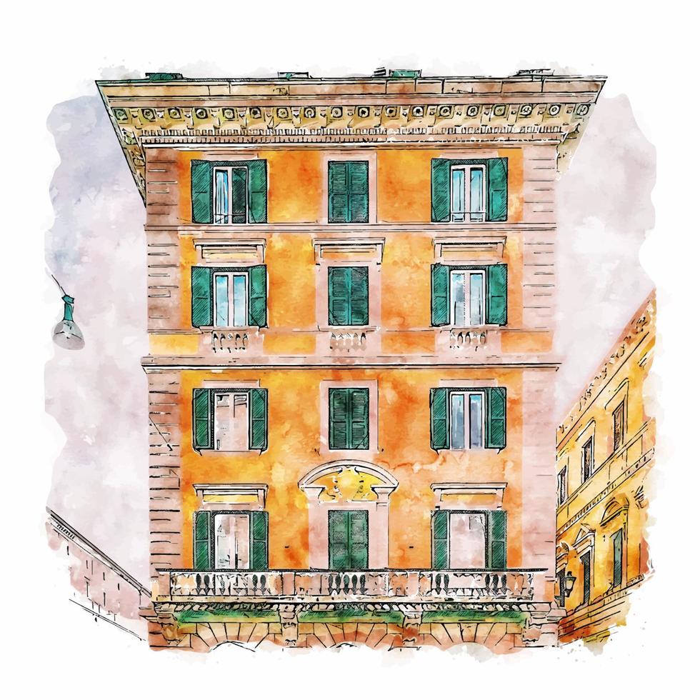 rome italie croquis aquarelle illustration dessinée à la main vecteur