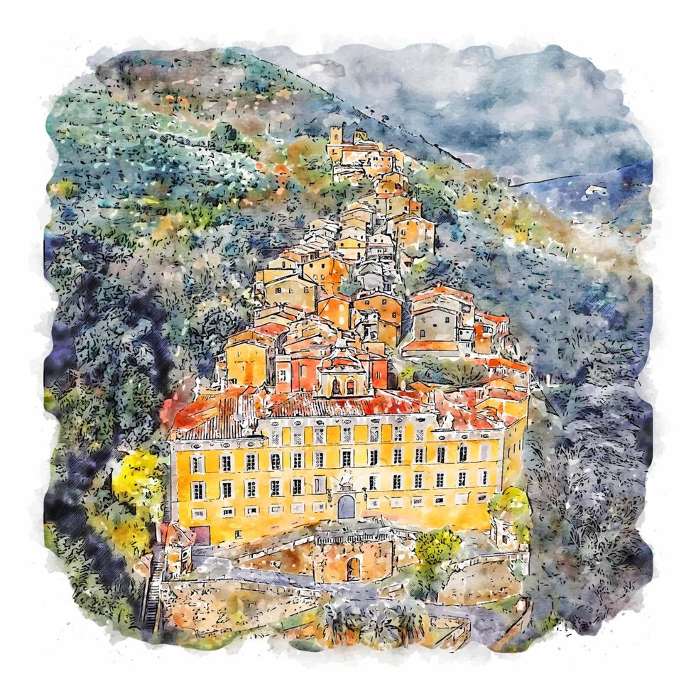 collodi toscane Italie aquarelle esquisser main tiré illustration vecteur