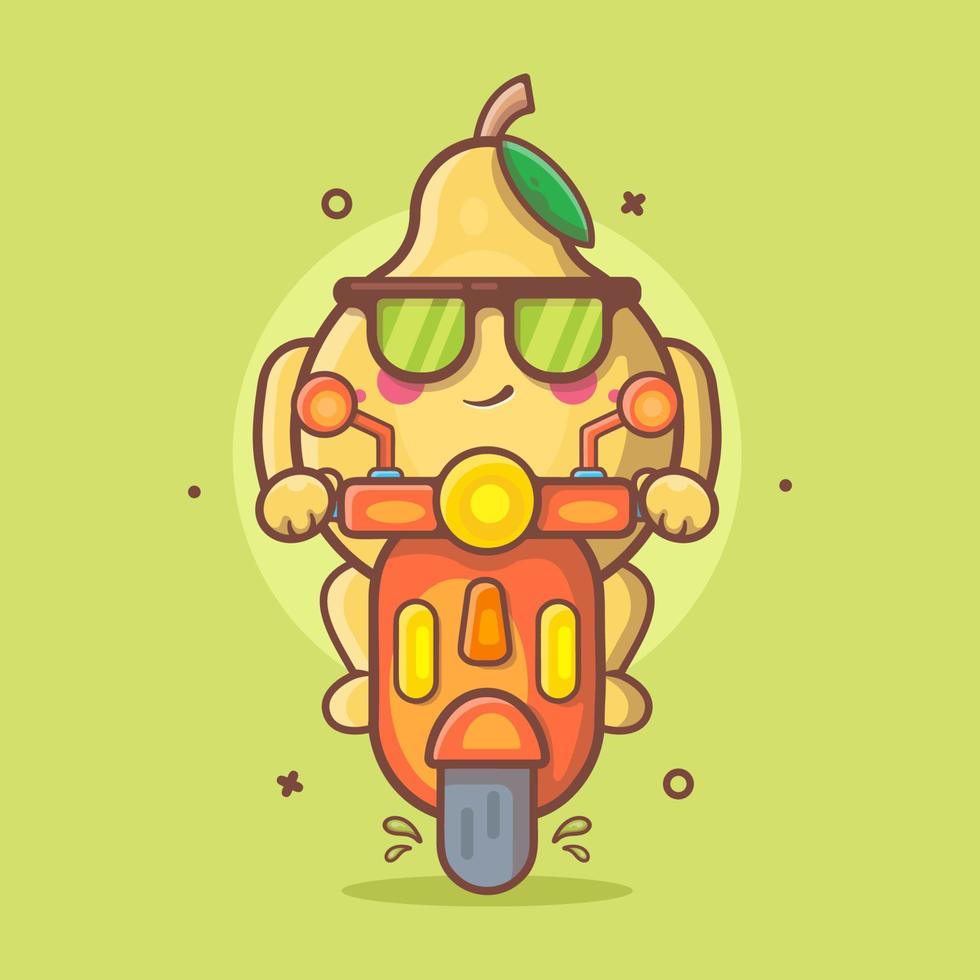 cool coing fruit personnage mascotte équitation scooter moto isolé dessin animé dans plat style conception vecteur