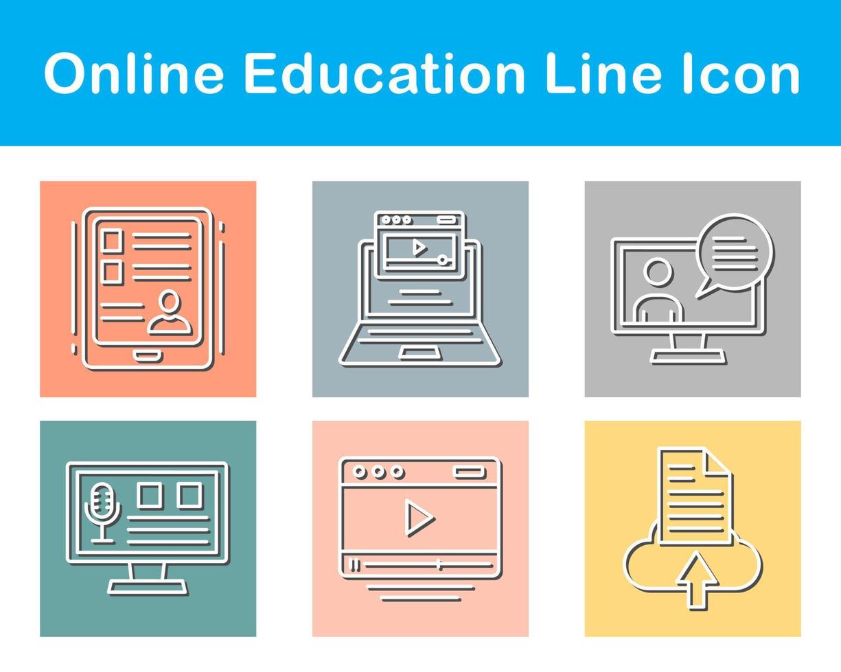 jeu d'icônes vectorielles de l'éducation en ligne vecteur