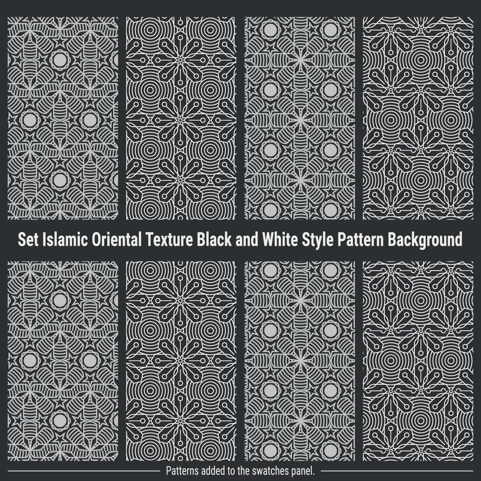 définir la texture orientale islamique de fond style noir et blanc vecteur