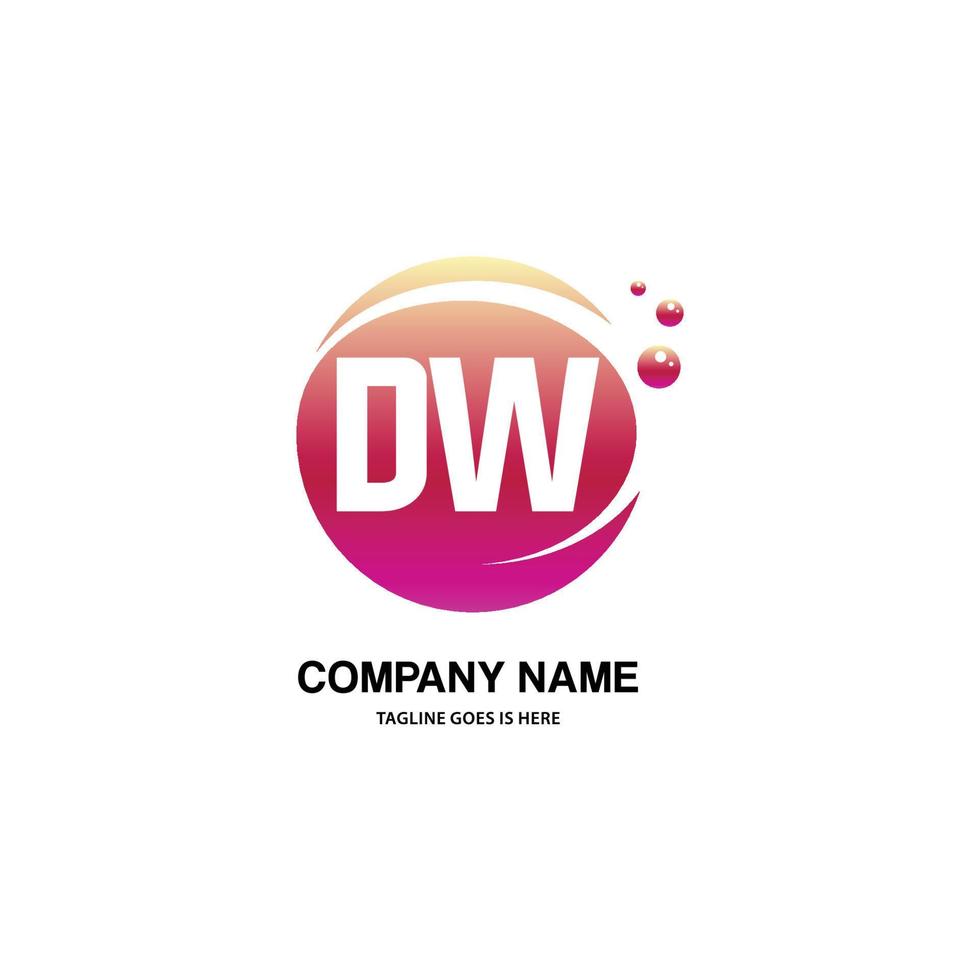 dw initiale logo avec coloré cercle modèle vecteur