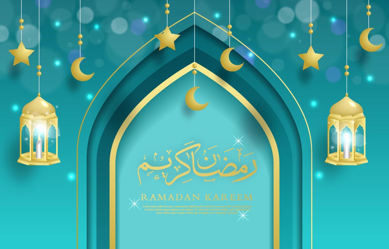 réaliste Ramadan Contexte et bannière vecteur