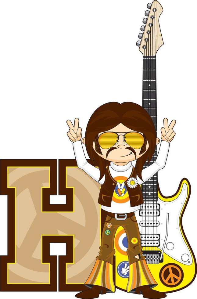 h est pour hippie alphabet apprentissage illustration vecteur