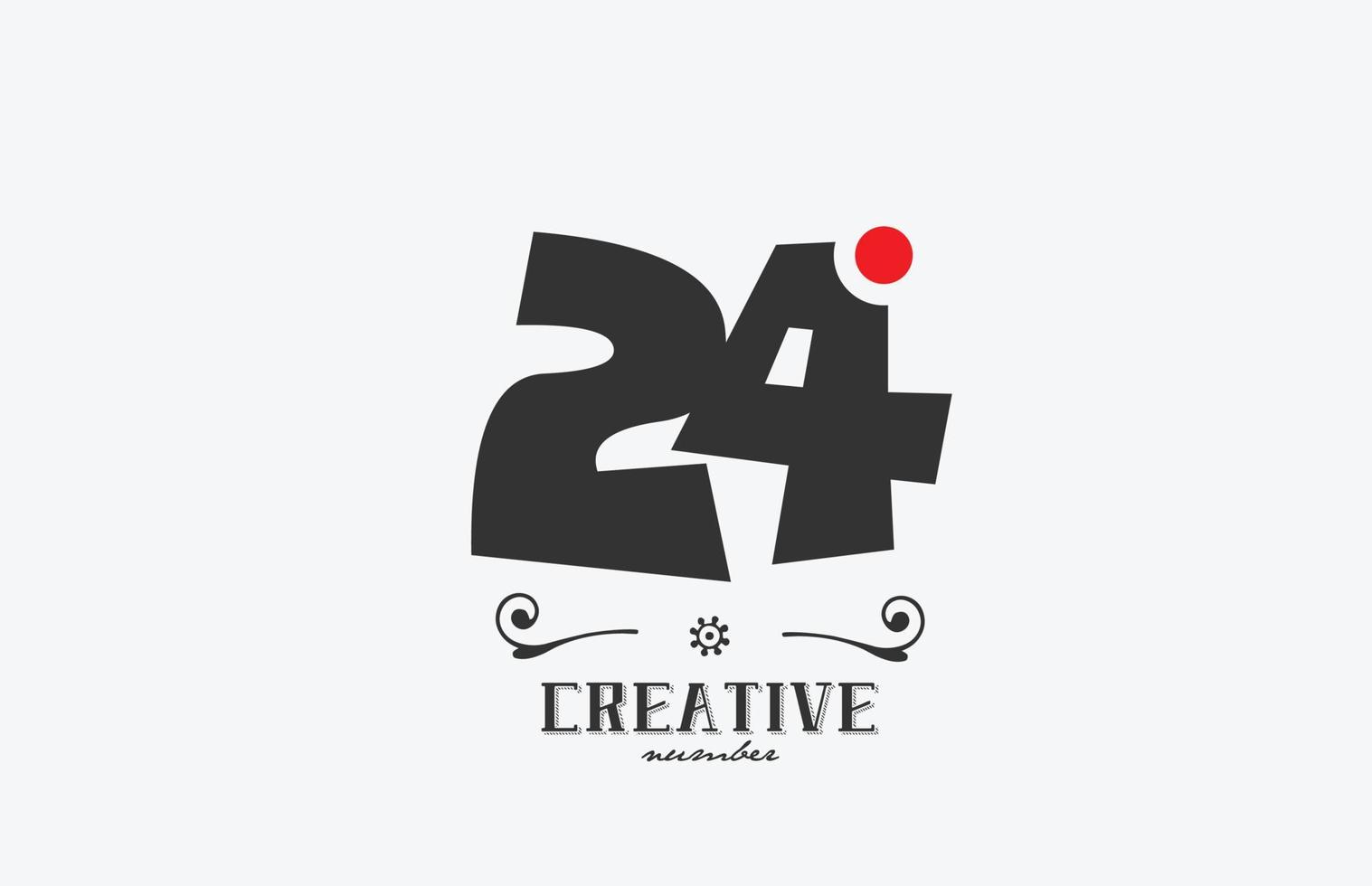 gris 24 nombre logo icône conception avec rouge point. Créatif modèle pour entreprise et affaires vecteur